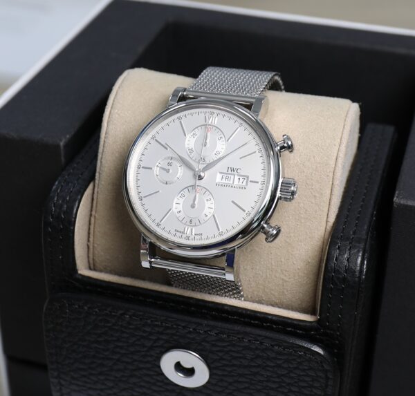 IWC Portofino Chronograph - 42mm - Full Steel Mesh Bracelet - Very Good Conditions - Full Set - Image 5