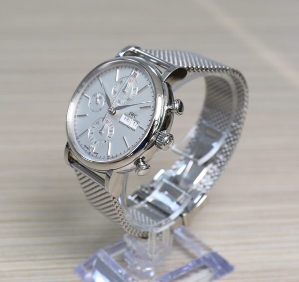 IWC Portofino Chronograph - 42mm - Full Steel Mesh Bracelet - Very Good Conditions - Full Set - Image 6