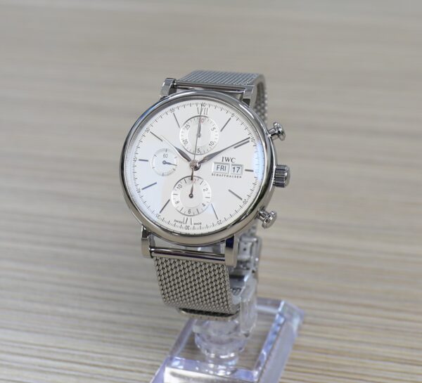 IWC Portofino Chronograph - 42mm - Full Steel Mesh Bracelet - Very Good Conditions - Full Set - Image 7