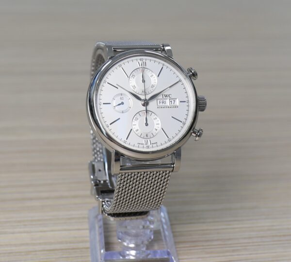 IWC Portofino Chronograph - 42mm - Full Steel Mesh Bracelet - Very Good Conditions - Full Set - Image 8