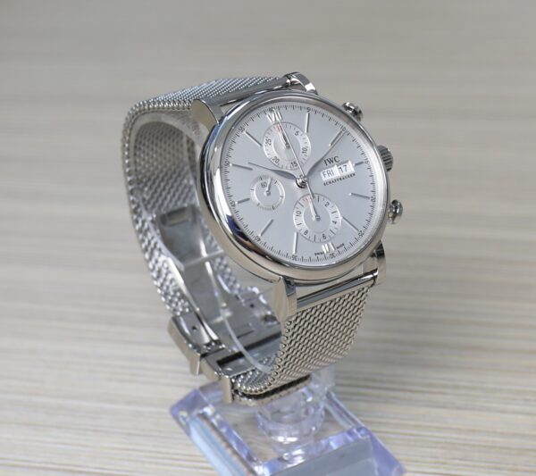 IWC Portofino Chronograph - 42mm - Full Steel Mesh Bracelet - Very Good Conditions - Full Set - Image 9