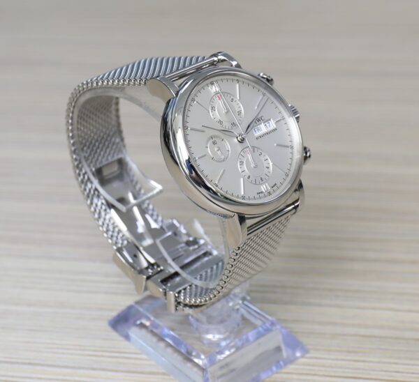 IWC Portofino Chronograph - 42mm - Full Steel Mesh Bracelet - Very Good Conditions - Full Set - Image 12