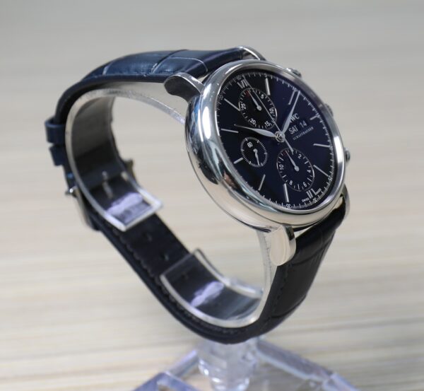 IWC Portofino Chronograph - 42mm - Black Dial - Leather Strap - Very good conditions - Full Set - Image 10